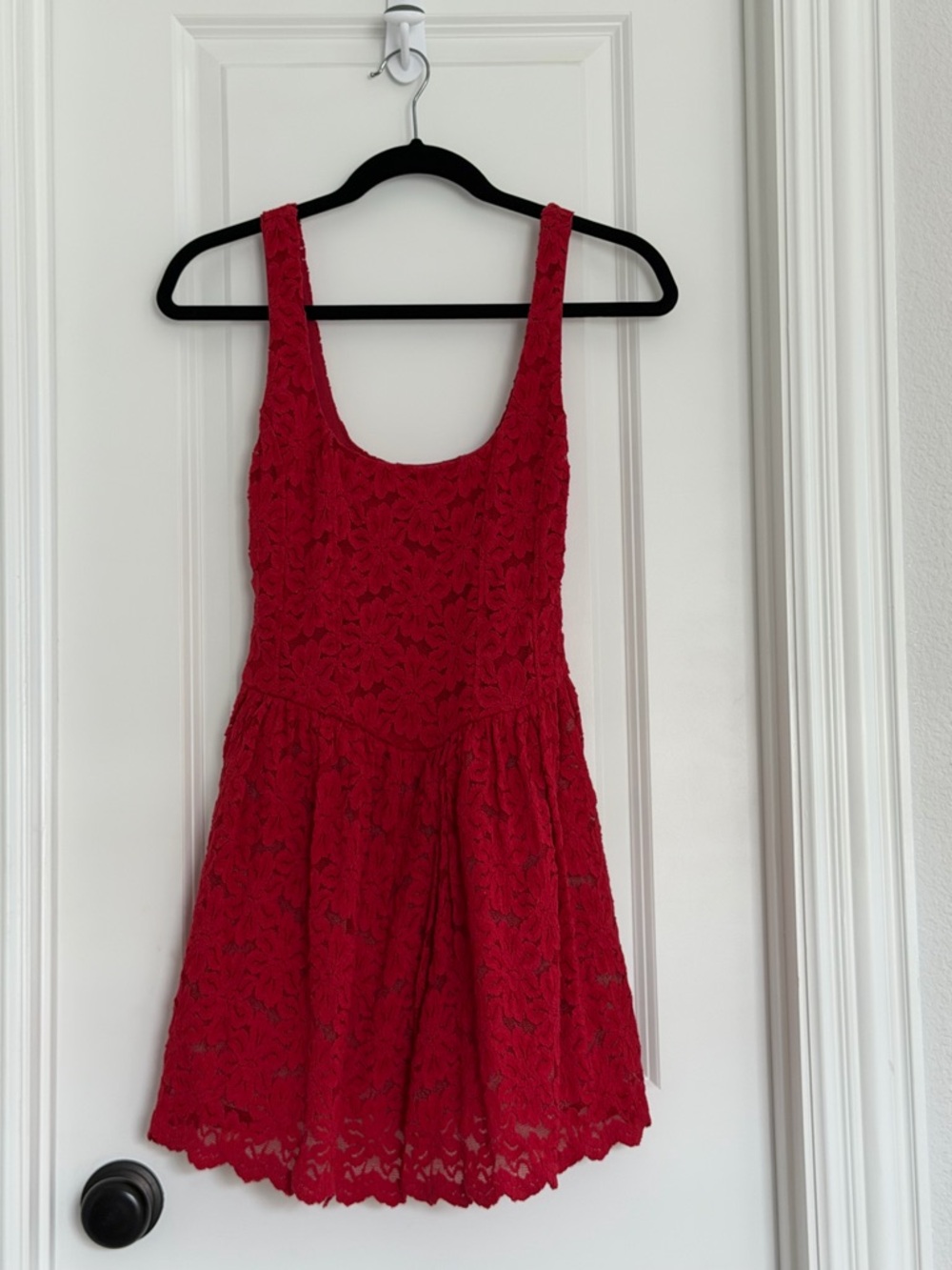 Show Me Your MuMu Red Lace Sleeveless Fit-and-Flare Romper